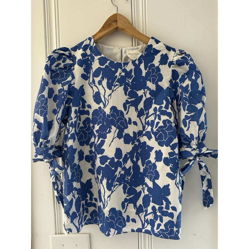 Tuckernuck Hyacinth House Blue White Floral Cottagecore Top Small